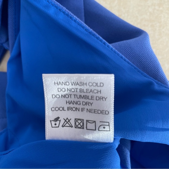 NBD Naven Blue V-neck Cutout Back Wide Leg Jumpsuit - 37292 - Picture 10 of 14